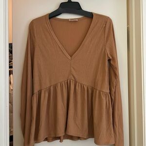 Long sleeve ribbed baby doll top